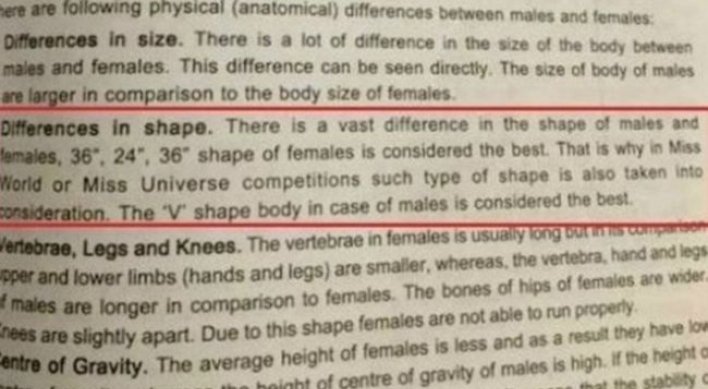 인도 교과서 ‘여성 신체 비율’ 표기...‘논란’