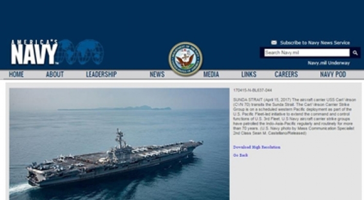 Carl Vinson strike group isn't heading directly to Korea: reports