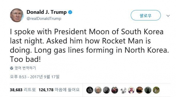 Misinterpreted Trump tweet causes online chaos amid NK tensions