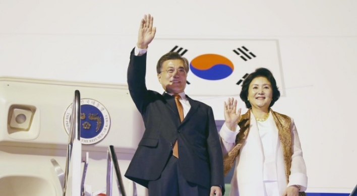 Korean President Moon arrives in Jakarta for state visit