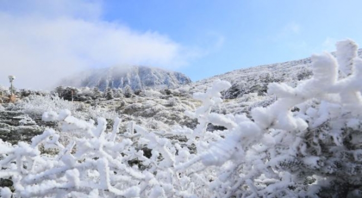 [Photo News] Hallasan peaks blanketed with first snow of season