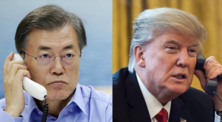 Moon, Trump agree to bring NK to dialogue table through sanctions, pressure