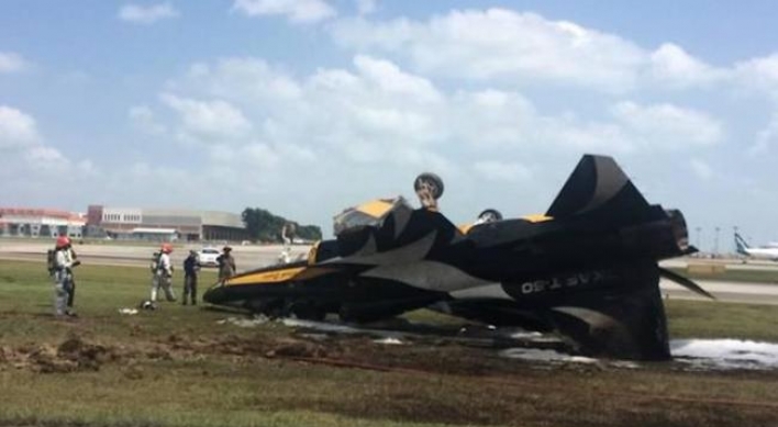 South Korean aircraft catches fire after skidding off runway at Singapore air show