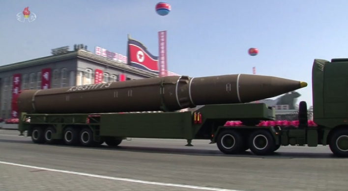 N. Korea displays ICBMs during low-key military parade