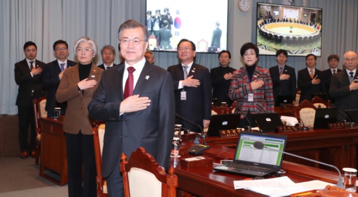 Moon presides over Cabinet video conference for first time