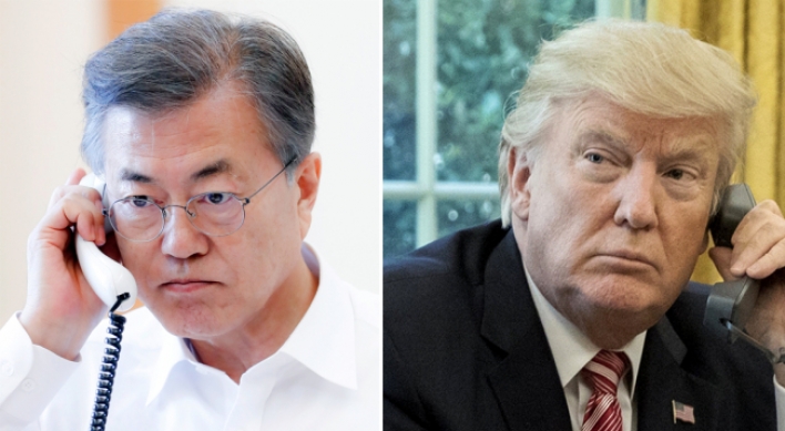 Moon, Trump seek close cooperation ahead of talks with NK