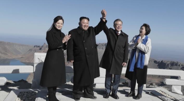 Leaders of two Koreas stand atop ‘sacred’ Paektusan