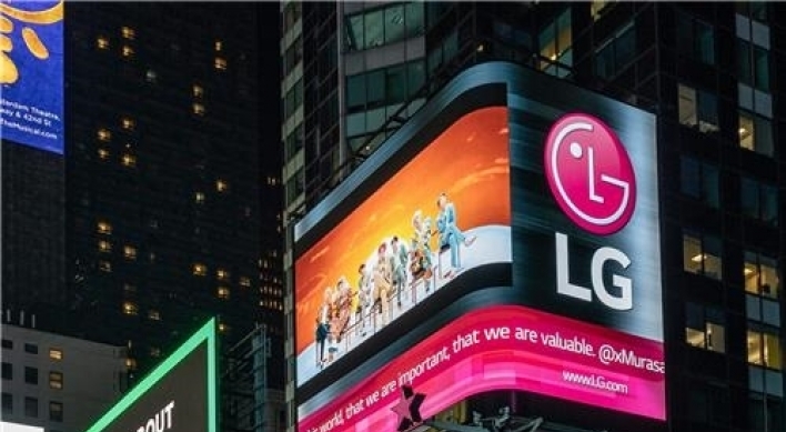 LG Electronics airs BTS video in New York's Times Square