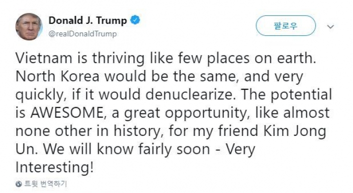 Trump says NK has 'awesome' potential if it denuclearizes