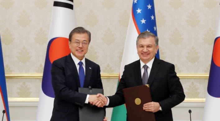 Leaders of S. Korea, Uzbekistan agree to upgrade ties, boost cooperation