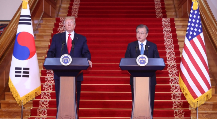 Moon emphasizes Korea-US alliance, Trump’s role in NK issues