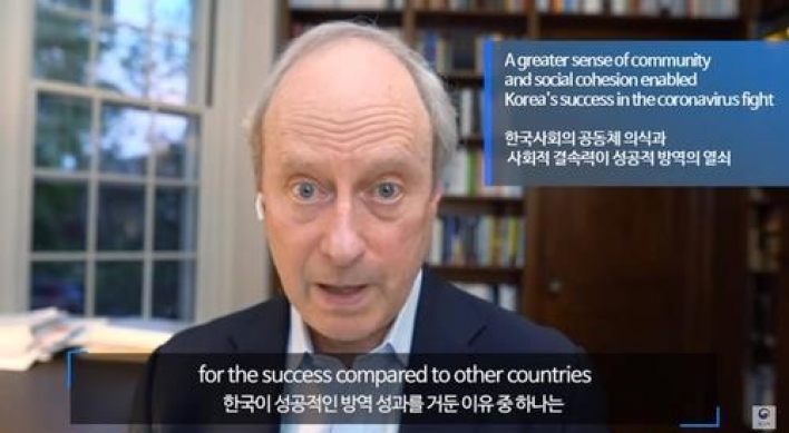 US scholar cites S. Korea's 'sense of community, social cohesion' as reason for successful virus response