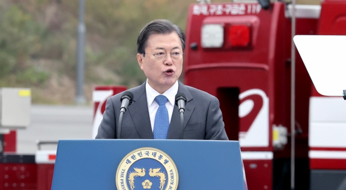 Moon honors heroes, vows efforts for safer nation on Firefighters' Day