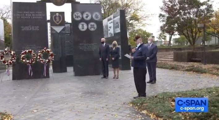 Biden visits Korean War memorial in Philadelphia on US Veterans Day