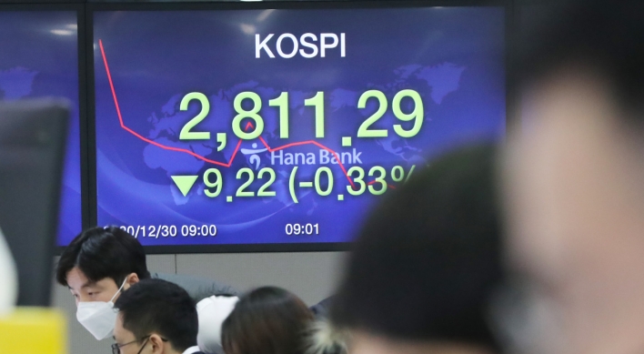 Seoul stocks open lower in final session of 2020