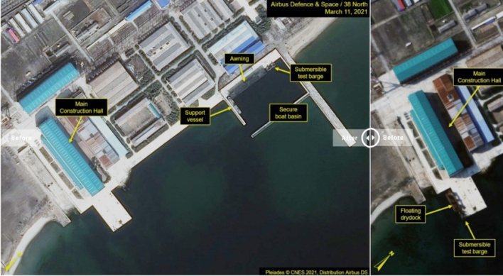 N. Korea may be modifying submersible missile test barge: 38 North