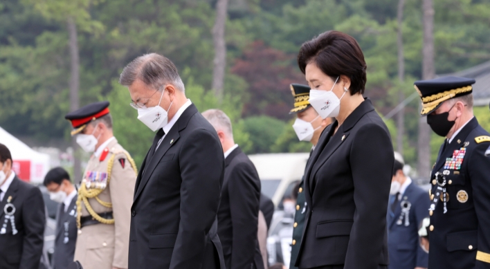 Moon apologizes over 'unjust death' caused by 'evil practice' in barracks during Memorial Day speech