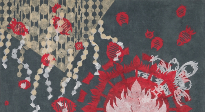 Korean paper collage series a nod toward shaman rituals