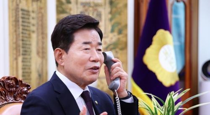 Assembly Speaker Kim congratulates S. Korean archbishop on coming cardinal ordination