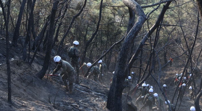 Last-ditch efforts under way to contain wildfire in central Seoul