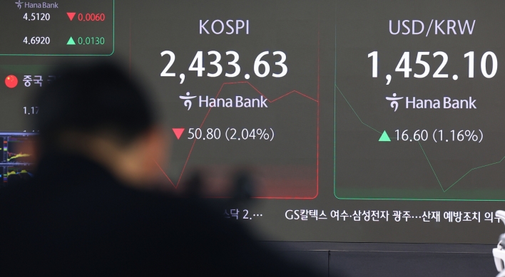 Seoul shares open sharply lower after Fed rate cut; won sharply down