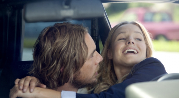 Dax drives and Kristen happily rides shotgun in ‘Hit and Run’