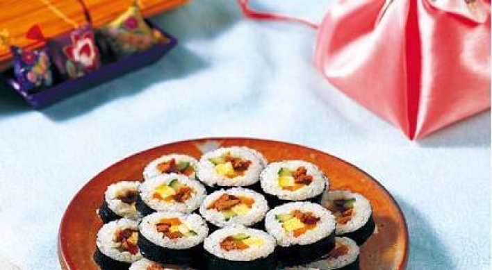 Gimbap, (Rice rolled in laver)