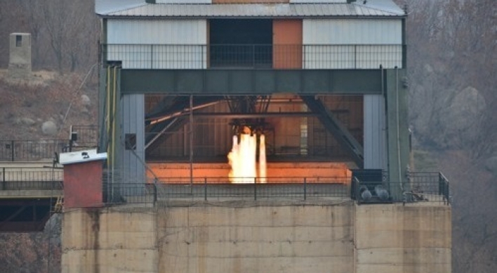 Rocket engine test puts NK closer to launching ICBM, satellite: report