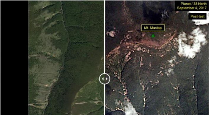 Satellite image shows landslides around NK nuclear test site