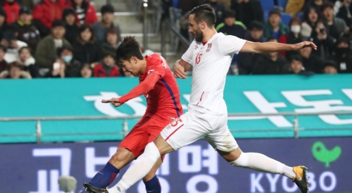 S. Korea play Serbia to 1-1 draw in football friendly