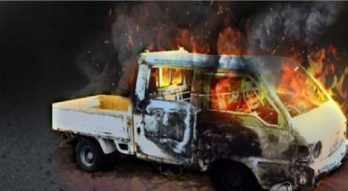 Suspect arrested for burning truck after fighting with wife