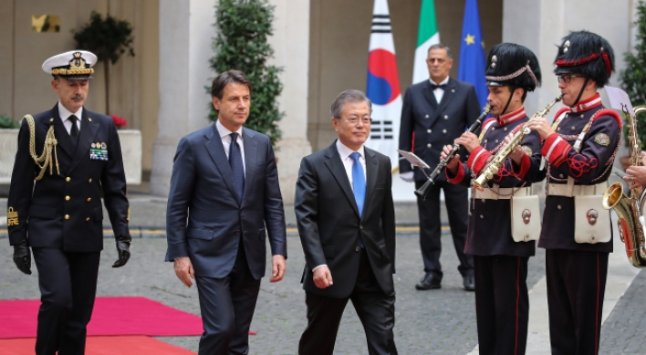 Leaders of Korea, Italy agree to upgrade ties