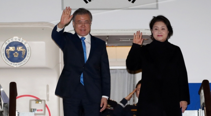 President Moon returns home after three-nation tour