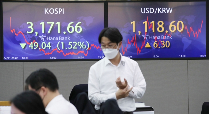 Seoul stocks snap 7-day winning streak on valuation pressure