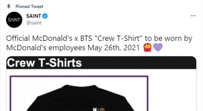 McDonald’s to introduce uniform with Hangeul characters for BTS meal