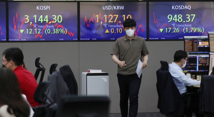 Seoul stocks down for 3rd day on inflation concerns