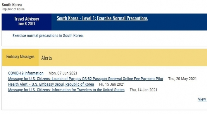[Newsmaker] US lowers travel advisory for S. Korea to lowest Level 1