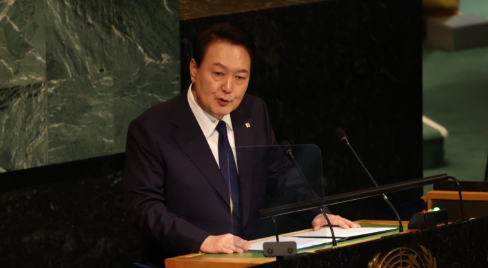 Global crisis can be overcome with freedom and solidarity, Yoon says at UN