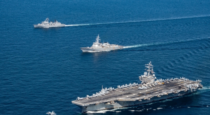 US aircraft carrier, S.Korean warships stage drills as allies vow tit-for-tat military actions
