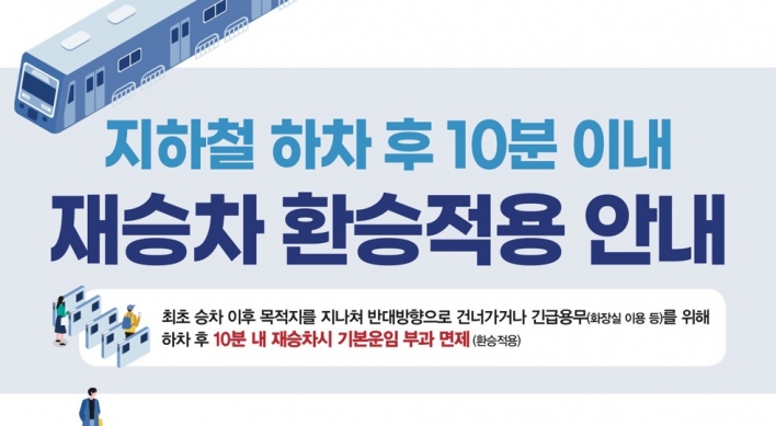 Seoul waives extra subway fare for people who reboard within 10 mins
