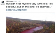핏빛으로 변한 러시아 달디칸강…화학물질 누출 가능성