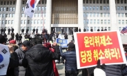 ‘5·18망언 징계’ 한국당 윤리위 회의, 태극기부대 시위에 ‘장소 비공개’