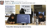 트럼프, 삼성전자 美 가전공장 건설 보도에 “땡큐, 삼성”