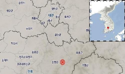 23일 오전 4시 34분쯤 전북 장수군 3.0 지진 발생
