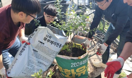 버려지는 현수막에 ‘블루베리 묘목이 쏙’